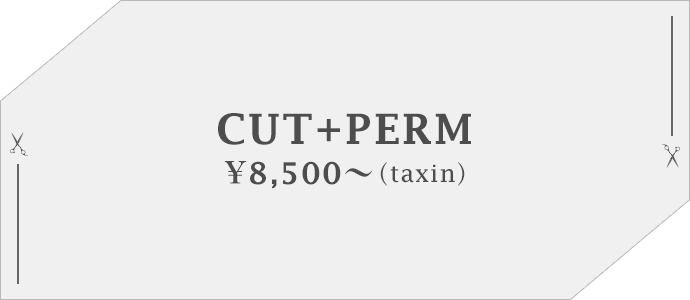 CUT+PERM ¥8,500（taxin）